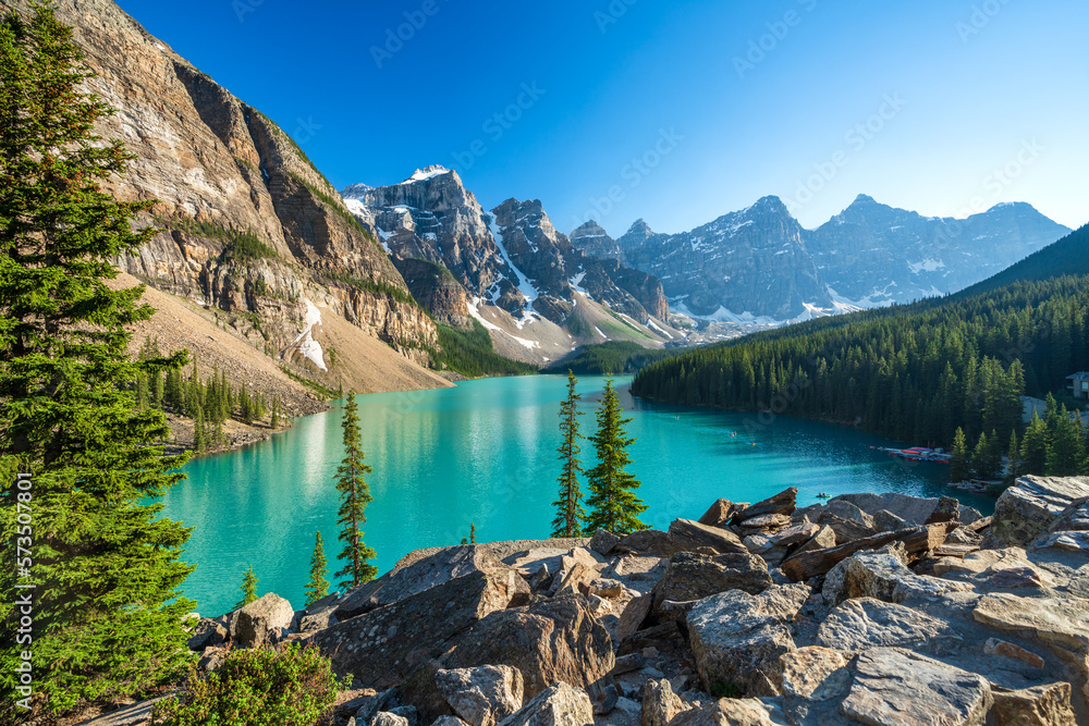 Turquoise lake and mountains in the Canadian Rockies